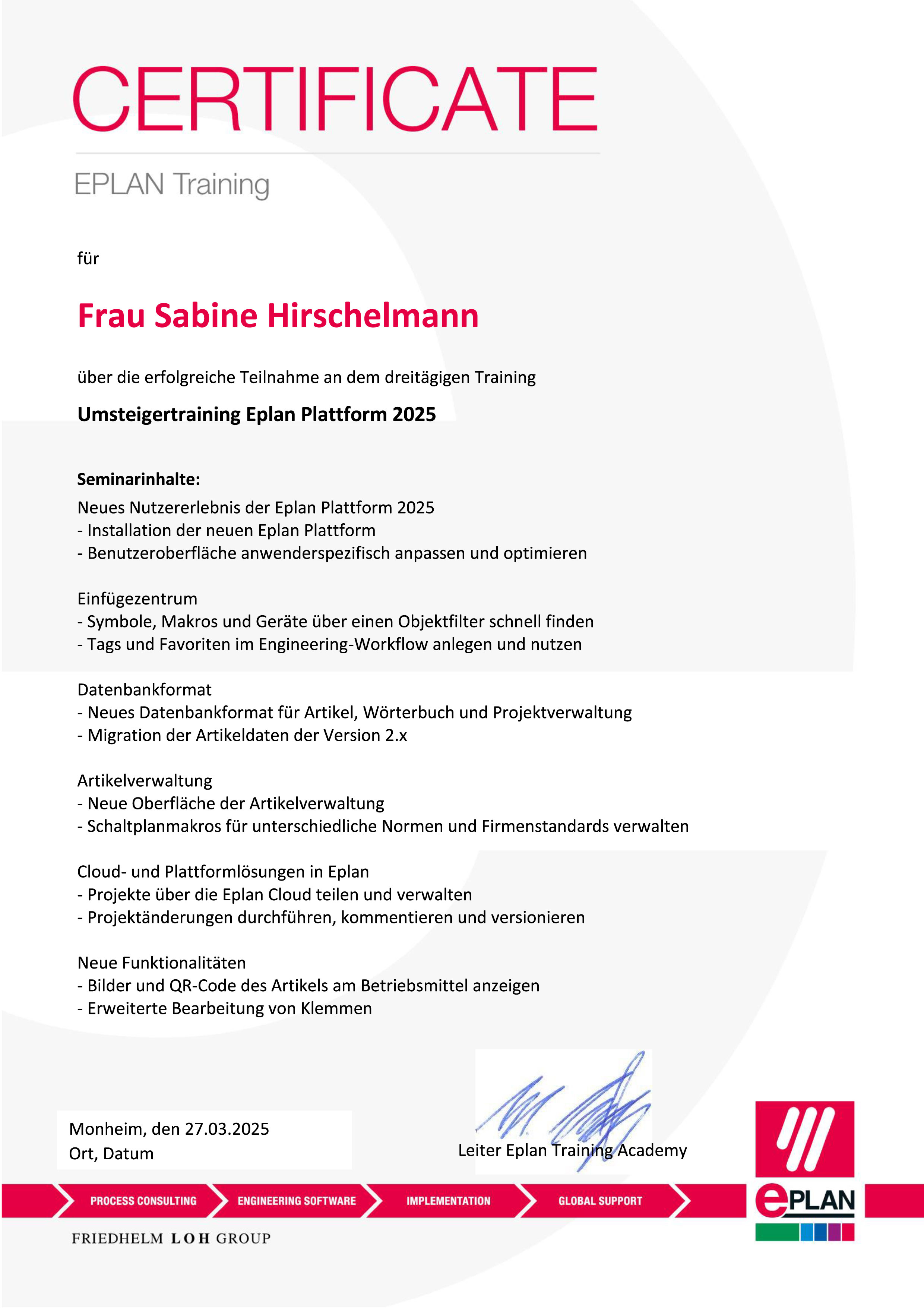 EPLAN - Umsteigertraining Plattform 2025