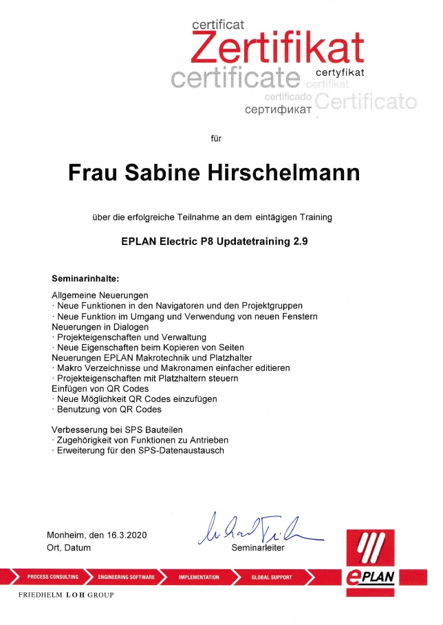 EPLAN Electric P8 Updatetraining 2.9