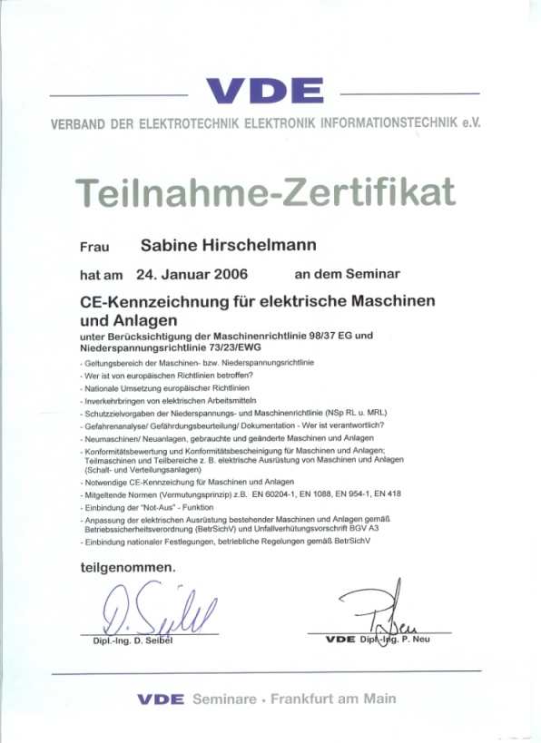 VDE-Seminar – CE-Kennzeichnung