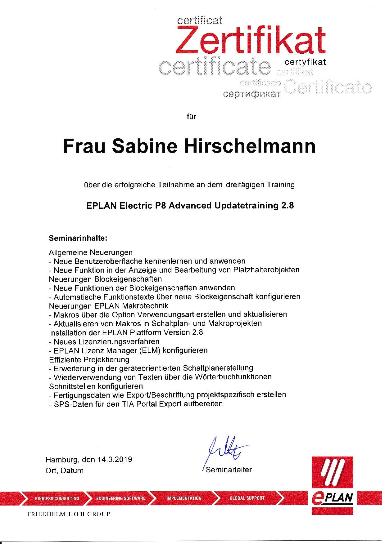 EPLAN Electric P8 Advanced Updatetraining 2.8