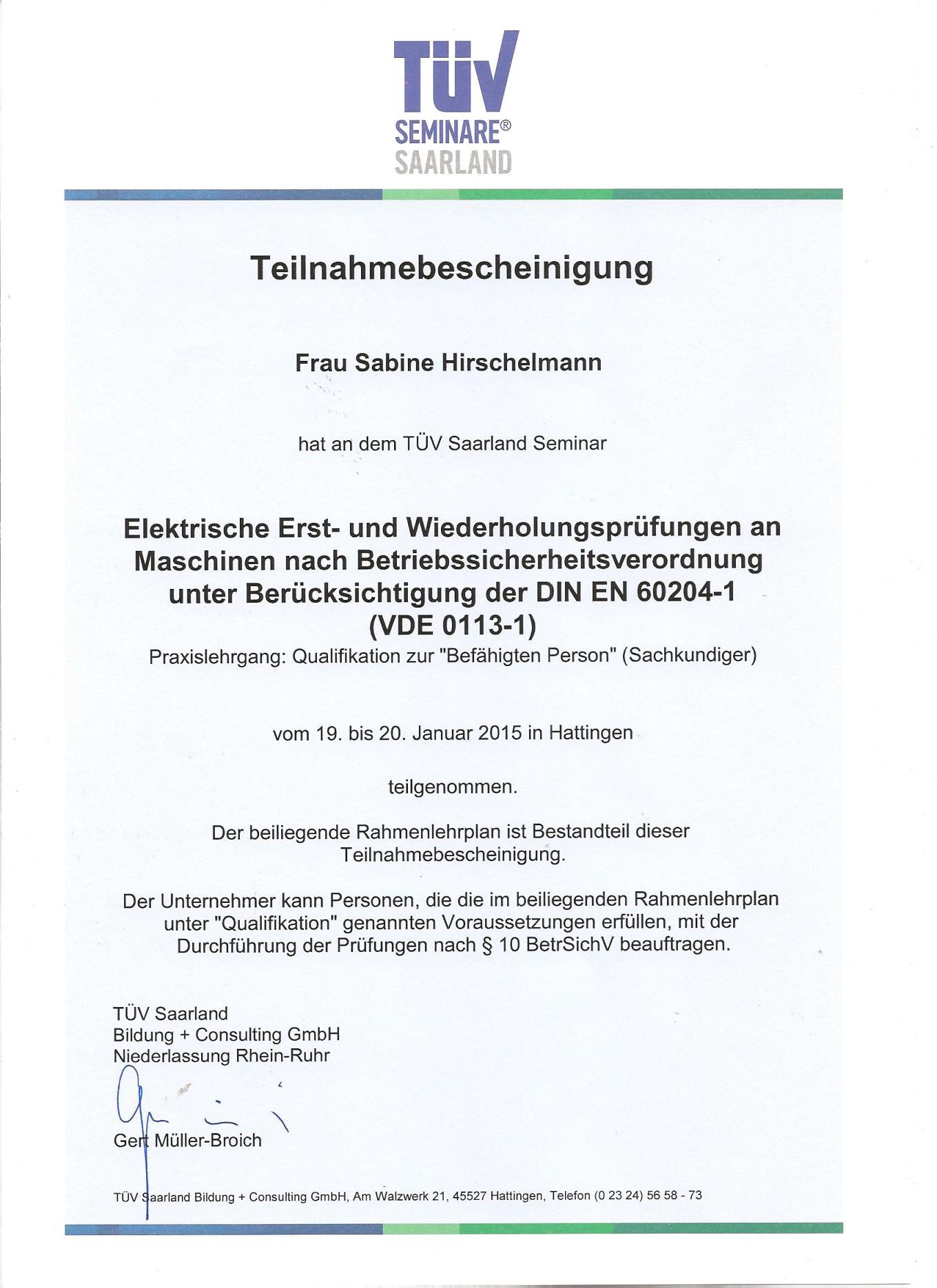 TÜV Saarland Seminar – Elektrische Erst- und Wiederholungsprüfungen