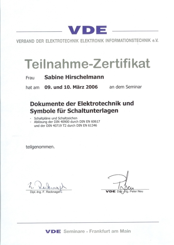 VDE-Seminar – Dokumente der Elektrotechnik
